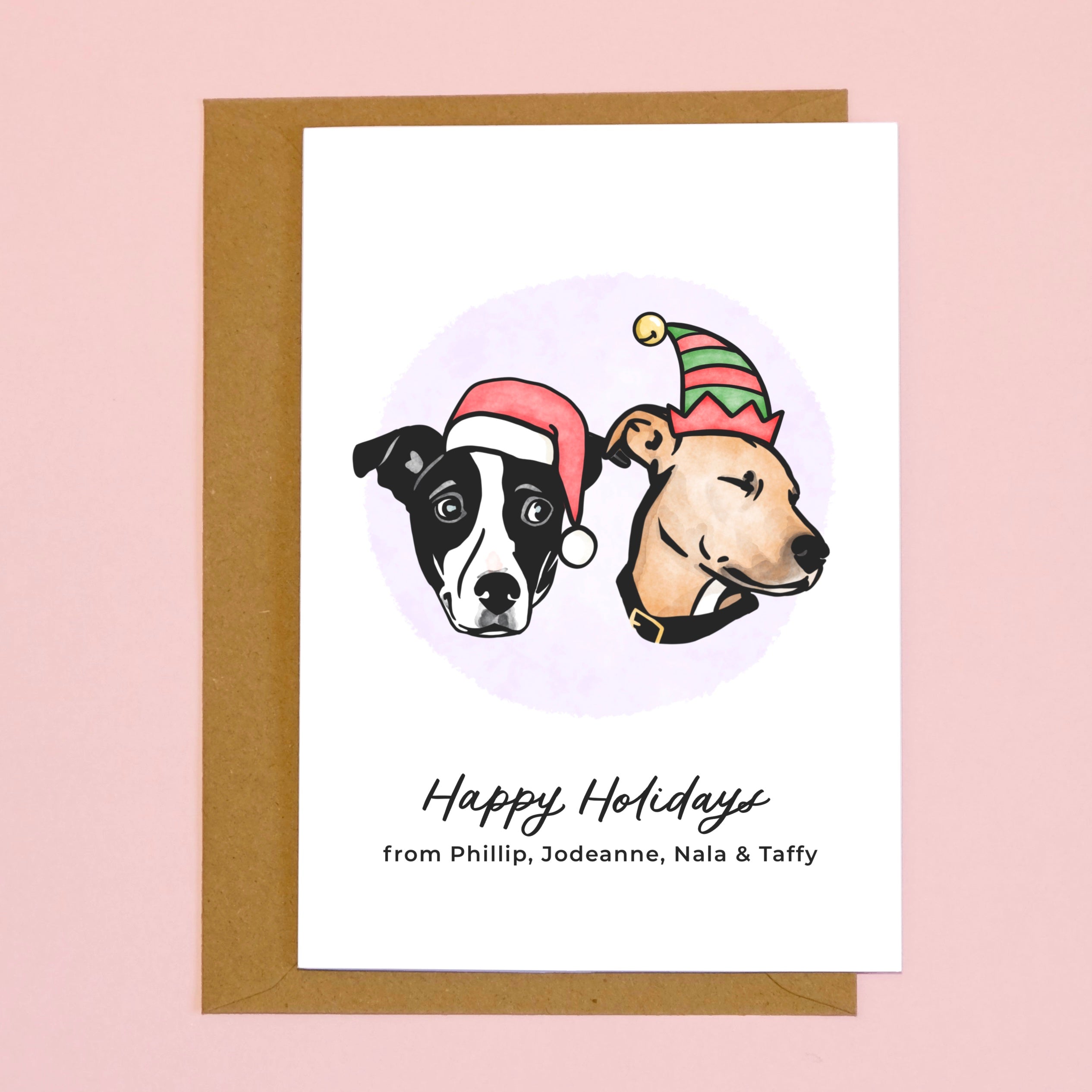 Little Rover Custom Pet Watercolour Christmas Cards (Set of 6) Little